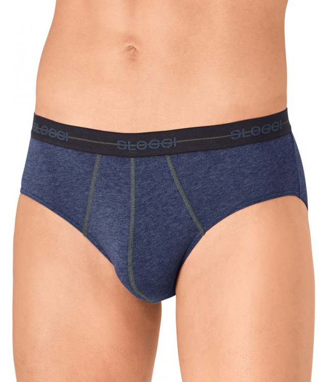 SLOGGI MENS  START MIDI - 2 PER PACK- GREY/ BLLUE DENIM