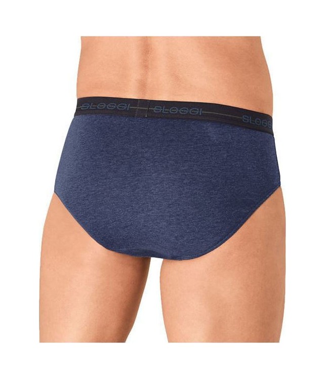 SLOGGI MENS  START MIDI - 2 PER PACK- GREY/ BLLUE DENIM