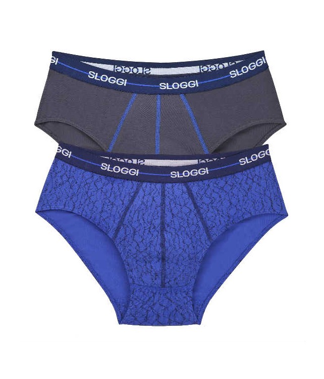 SLOGGI MENS START MIDI - 2 PER PACK - CHARCOAL/BLUE