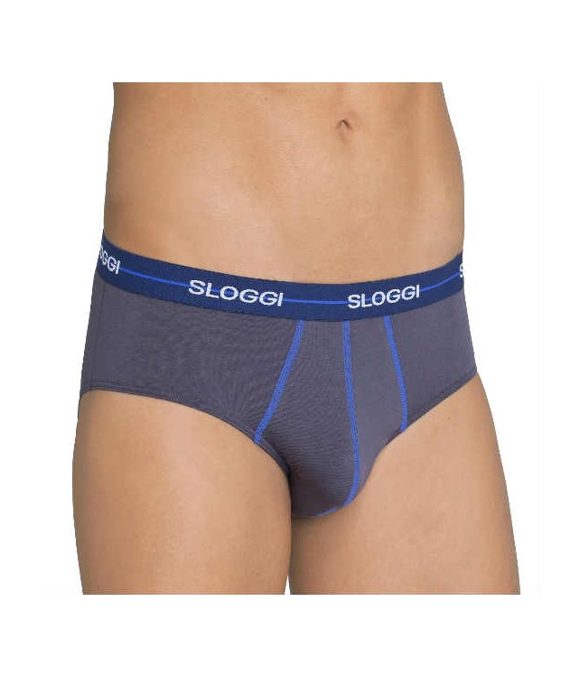 SLOGGI MENS START MIDI - 2 PER PACK - CHARCOAL/BLUE