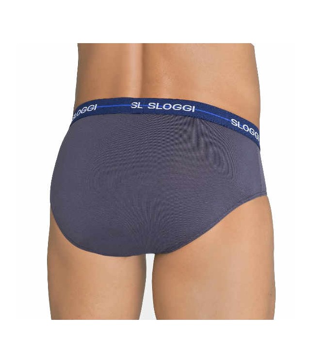 SLOGGI MENS START MIDI - 2 PER PACK - CHARCOAL/BLUE