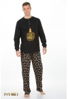 MENS COTTON SLEEPWEAR- BLACK WITH WHISKY DESIGN