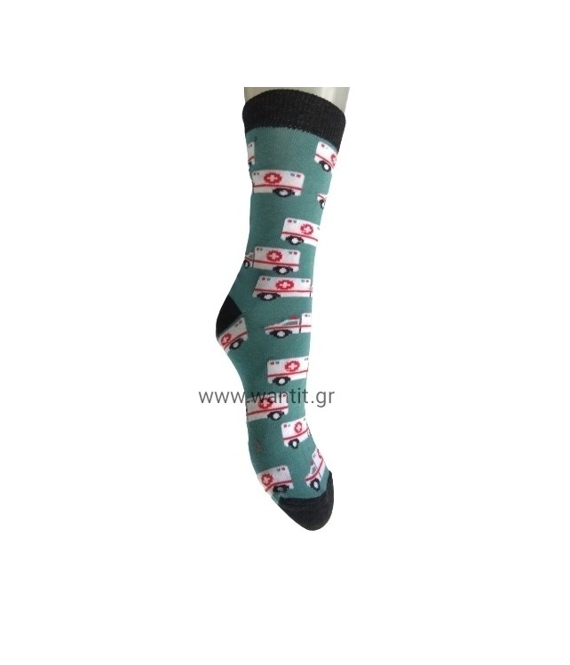 PRESTIGE WOMENS SOCKS- PETROL WITH AMBULANCE DESIGN
