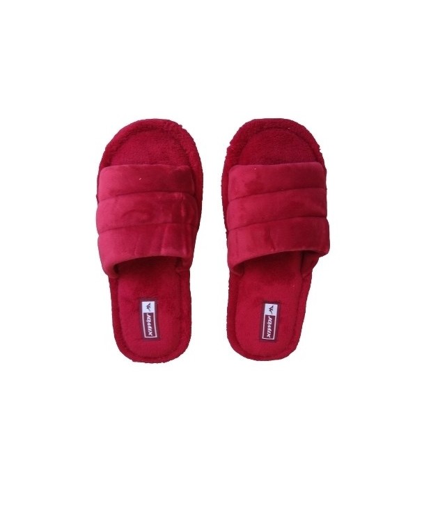 WOMENS OPEN TOE  WINTER SLIPPERS -  BORDEAUX