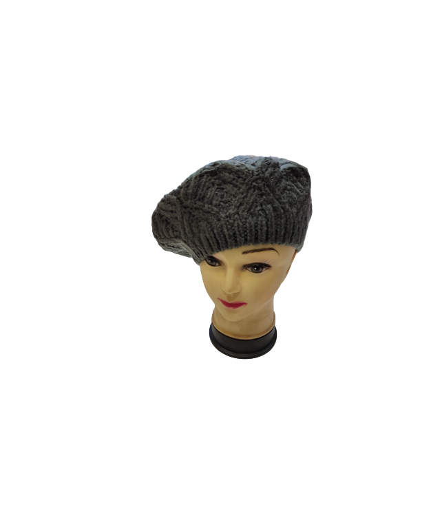 WOMENS KNITTED BERET/ CAPUCCINO- CHARCOAL- BORDEAUX-DARK BLUE-BLACK- BEIGE- WHITE