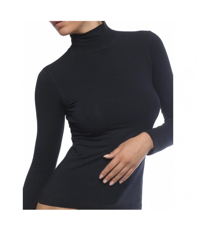 VELVET TOUCH WOMENS BLOUSE W/ LONG SLEEVES AND TURTLE NECK/ BLACK-WHITE- BEIGE- BROWN- RAF