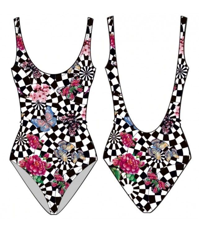 WIGGLESTEPS ONE PIECE SWIMWEAR/ COLORFUL STRIPES  WITH THE EVIL EYE