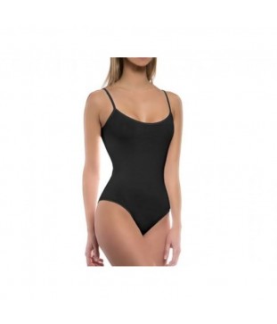 WALK WOMENS BODYSUIT w/THIN STRAP-BAMBOO-BLACK