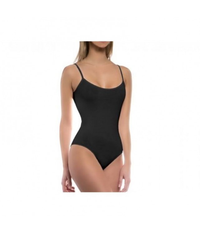 WALK WOMENS BODYSUIT w/THIN STRAP-BAMBOO-BLACK