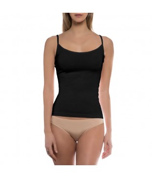 WALK WOMENS UNDERSHIRT w/ SPAGHETTI STRAP- BAMBOO- BLACK