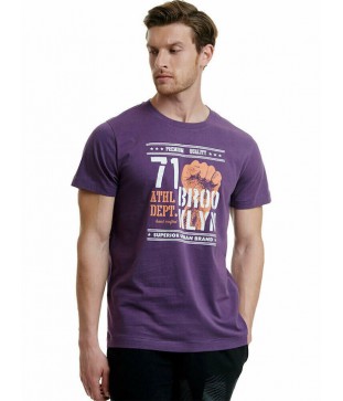 WALK ΑΝΔΡΙΚΟ T-SHIRT/ ΜΟΒ ΜΕ ΤΥΠΩΜΑ